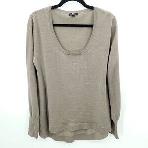 Emu Australia 100% Merino Wool Lightweight Scoop Neck Sweater Top L Tan